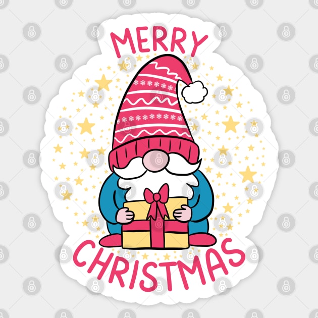 Merry Christmas Cute Gnome ready for the holidays Sticker by Yarafantasyart